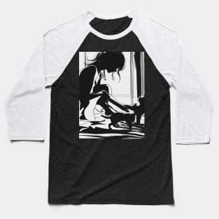 Kittens Shadow Silhouette Anime Style Collection No. 40 Baseball T-Shirt